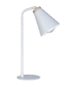 Velador con cabezal orientable blanco combinada Hierro y Madera