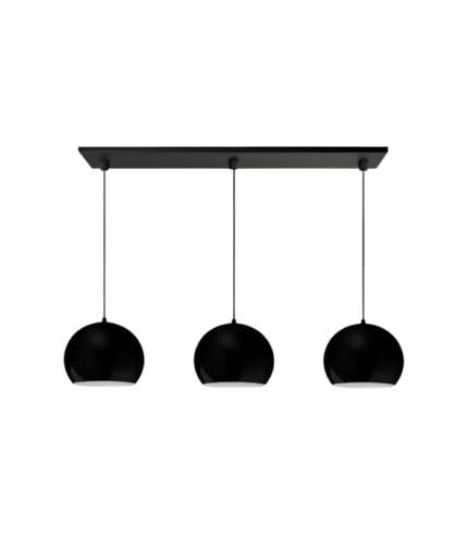 Colgante Triple Negro con Pantallas Metálicas - LCB22/3