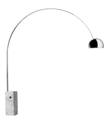 GOAL BL – Lámpara de Pie Arco con Base de Mármol Blanco