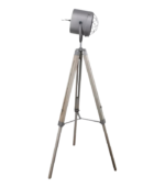 RUFO – Lámpara de Pie Trípode con Base de Madera Regulable