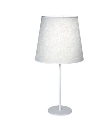 VE7400-01 BL – Velador Metálico Blanco con Pantalla de Tela