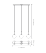 CIRO 3 NG – Colgante Triple Negro con Tulipas Opalinas - Image 3