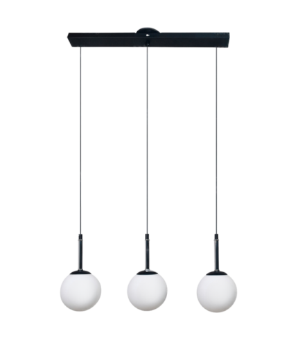 CIRO 3 NG – Colgante Triple Negro con Tulipas Opalinas
