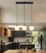 CIRO 3 NG – Colgante Triple Negro con Tulipas Opalinas - Image 2