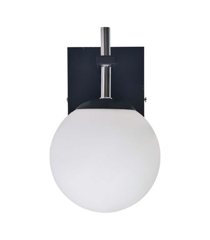 FIORE 1 NG FIORE 1 NG – Aplique de Pared Negro con Tulipa Opalina - Image 1
