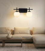 FIORE 2 NG – Aplique de Pared Negro Doble con Tulipas Opalinas - Image 2