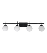 FIORE 4 NG – Aplique de Pared Negro Cuádruple con Tulipas Opalinas