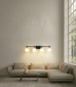 FIORE 4 NG – Aplique de Pared Negro Cuádruple con Tulipas Opalinas - Image 2
