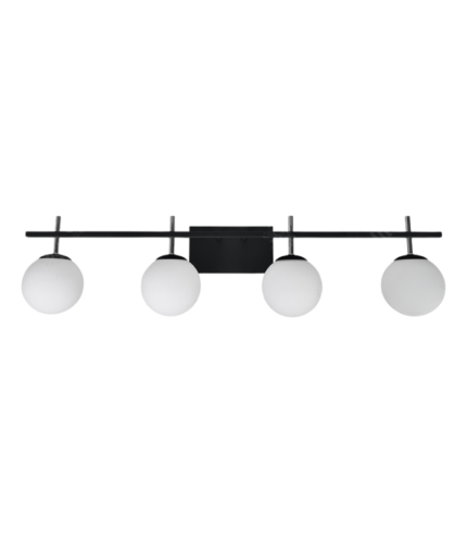 FIORE 4 NG – Aplique de Pared Negro Cuádruple con Tulipas Opalinas