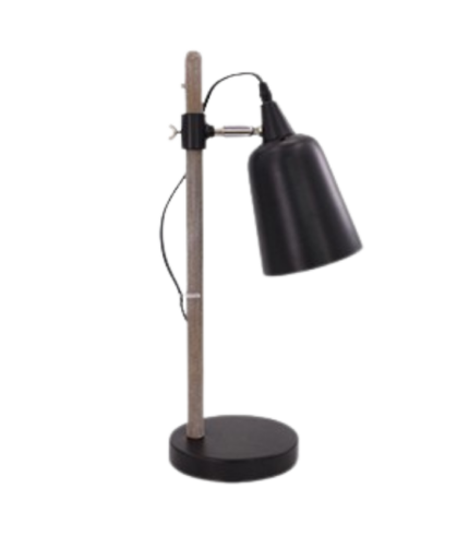VINICIO NG – Velador Negro con Detalles en Madera Natural